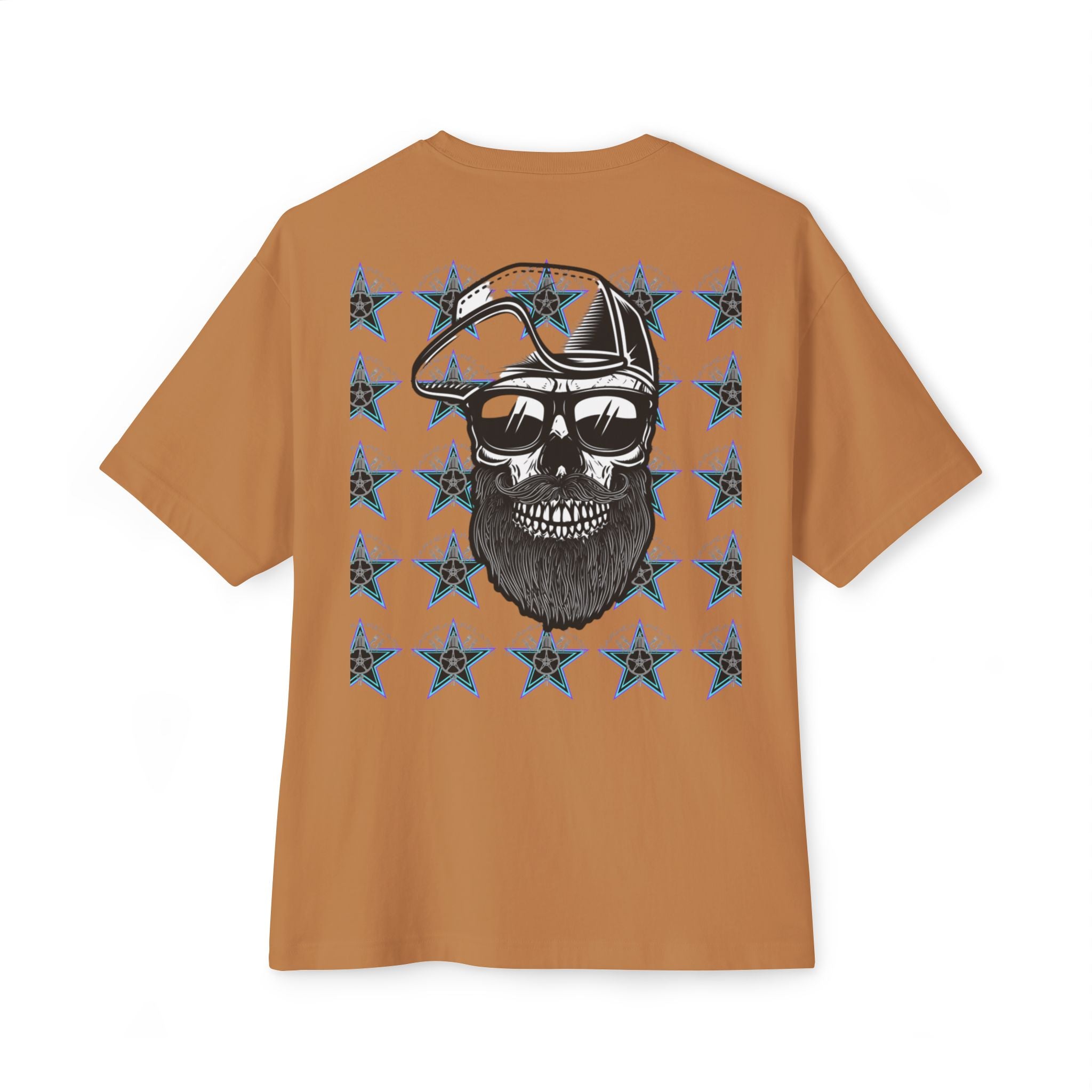 Edgy Graphic Tee, Unisex Oversized T-Shirt, Skull and Stars Design, Casual Streetwear, Perfect for Concerts, Gift for Him or Her