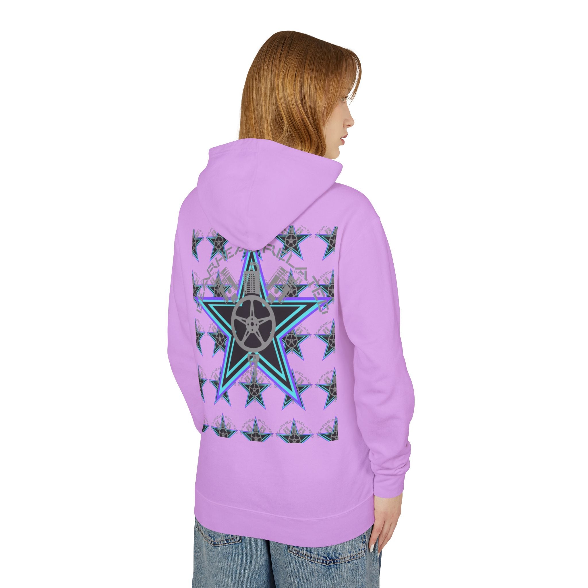 Stylish Star-Print Unisex Lightweight Hooded Sweatshirt, Casual Hoodie, Unique Gift, Streetwear, Cozy Layering Piece