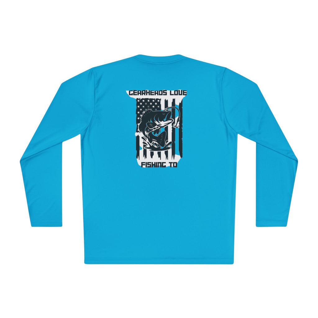 Fishing Lover Unisex Lightweight Long Sleeve Tee, Cool Fishing Shirt, Outdoor Apparel, Gift for Anglers, Patriotic Fishing Top