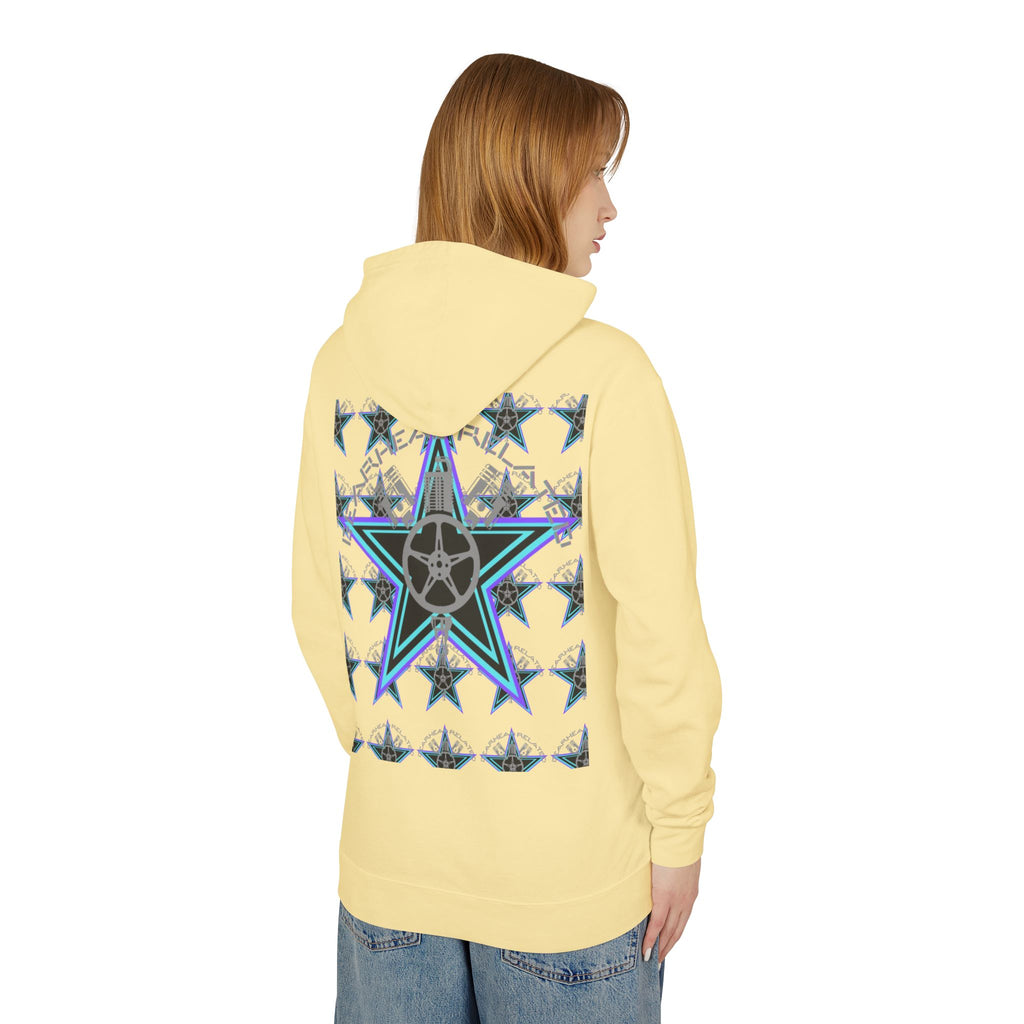 Stylish Star-Print Unisex Lightweight Hooded Sweatshirt, Casual Hoodie, Unique Gift, Streetwear, Cozy Layering Piece
