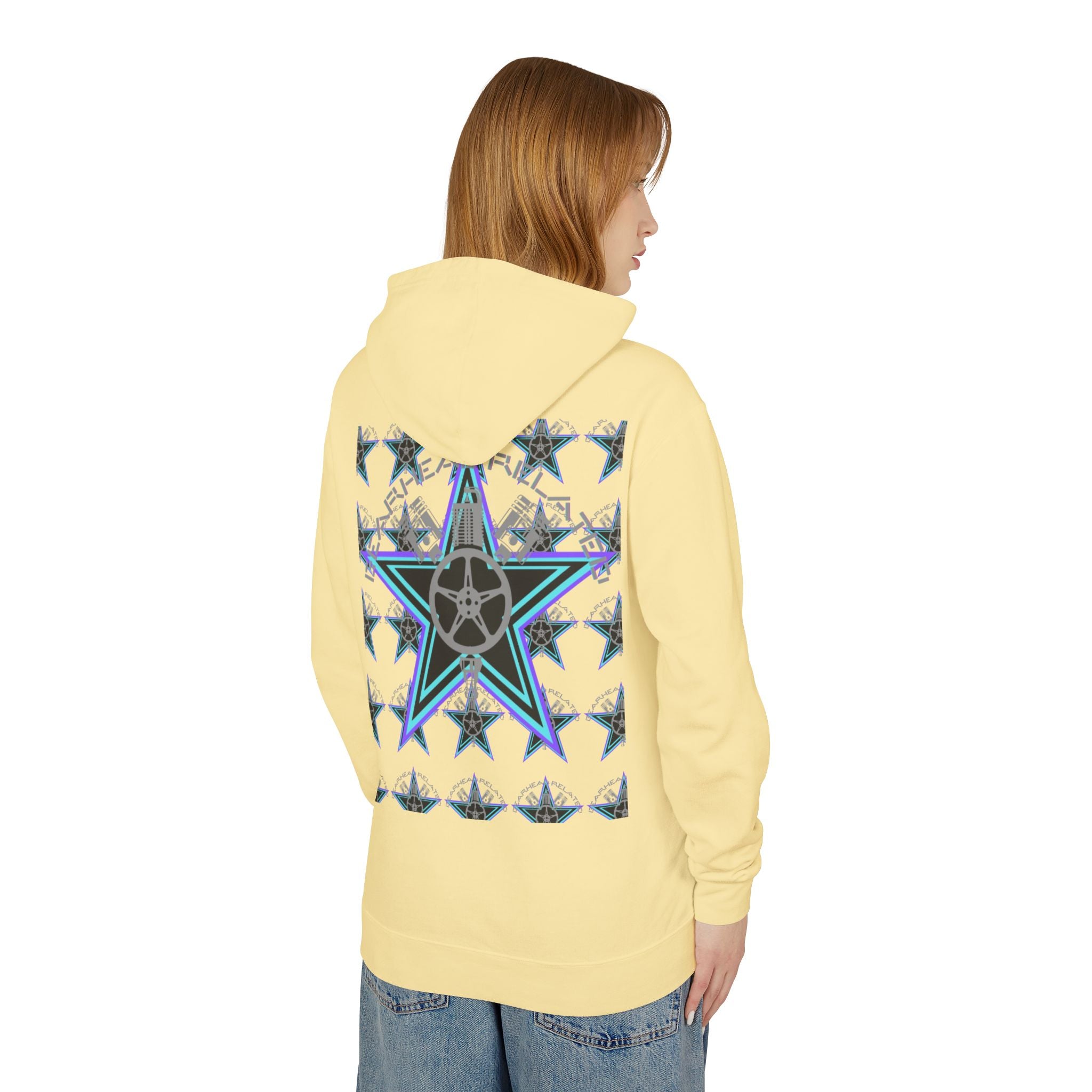 Stylish Star-Print Unisex Lightweight Hooded Sweatshirt, Casual Hoodie, Unique Gift, Streetwear, Cozy Layering Piece