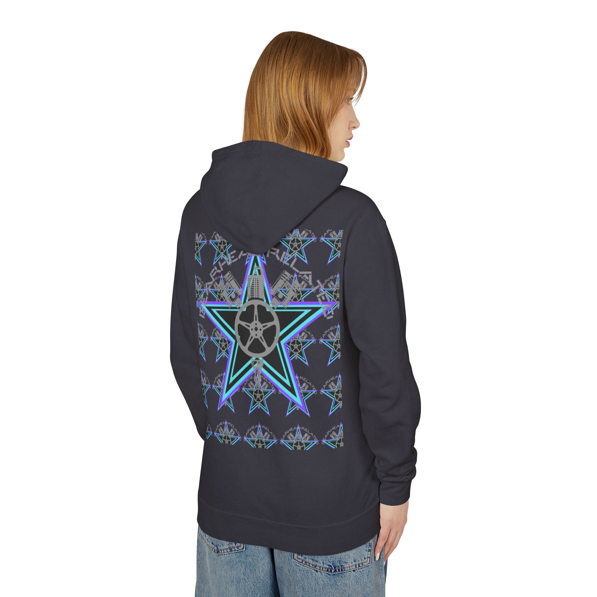Stylish Star-Print Unisex Lightweight Hooded Sweatshirt, Casual Hoodie, Unique Gift, Streetwear, Cozy Layering Piece