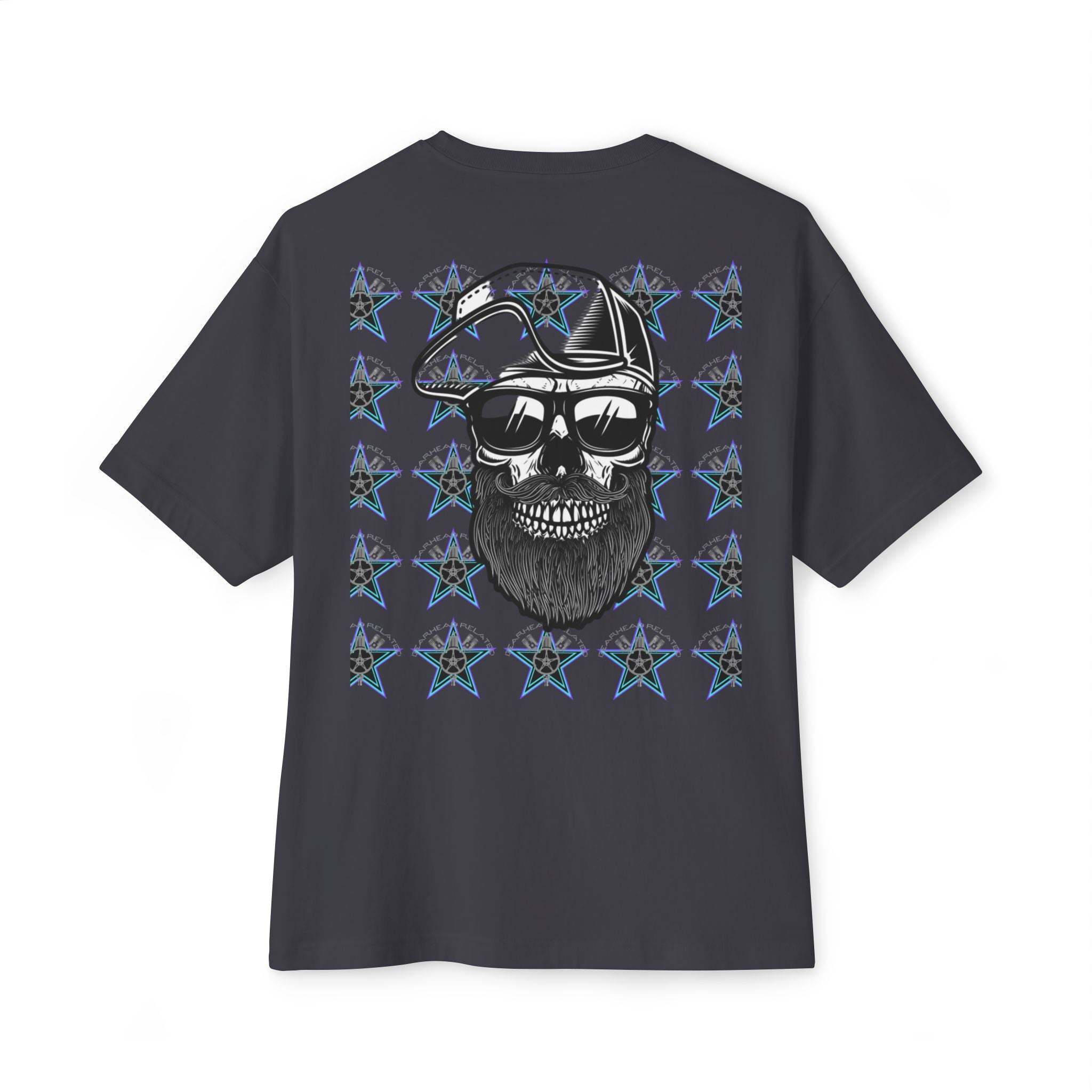 Edgy Graphic Tee, Unisex Oversized T-Shirt, Skull and Stars Design, Casual Streetwear, Perfect for Concerts, Gift for Him or Her