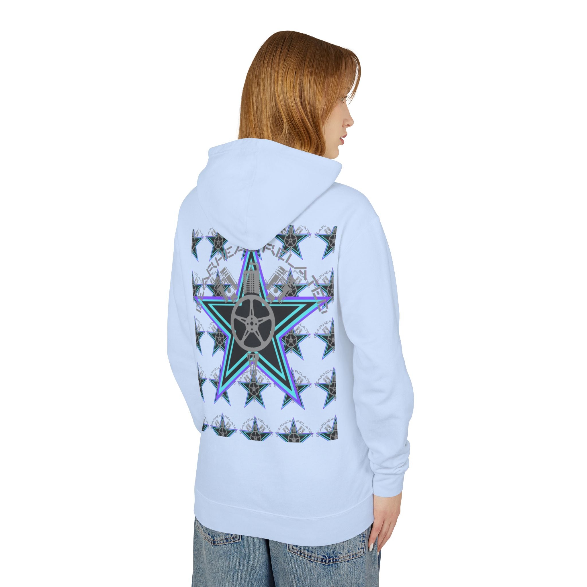 Stylish Star-Print Unisex Lightweight Hooded Sweatshirt, Casual Hoodie, Unique Gift, Streetwear, Cozy Layering Piece