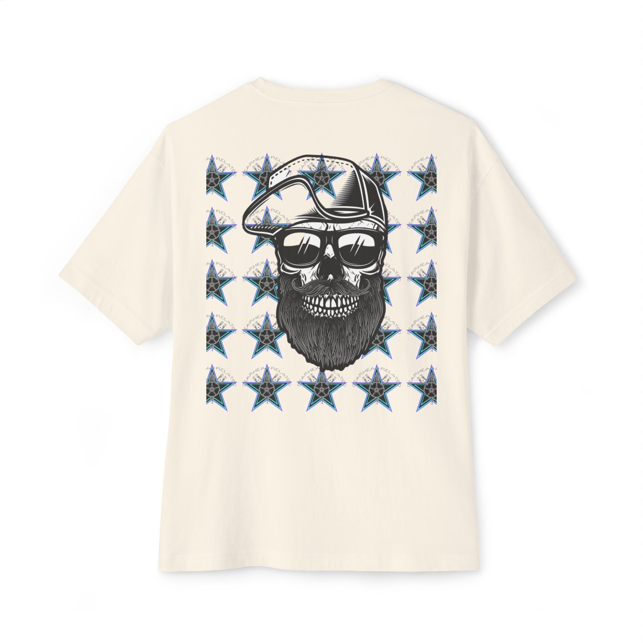 Edgy Graphic Tee, Unisex Oversized T-Shirt, Skull and Stars Design, Casual Streetwear, Perfect for Concerts, Gift for Him or Her