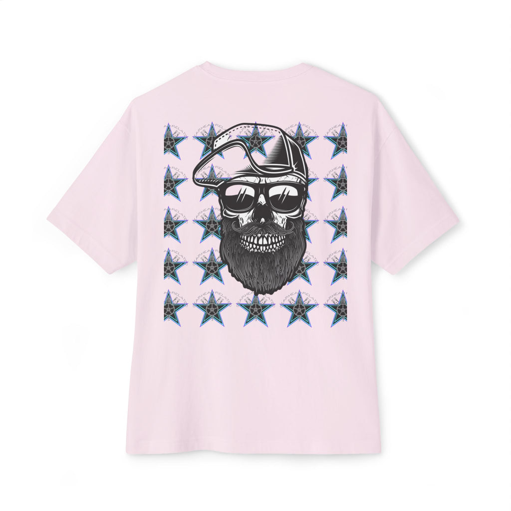 Edgy Graphic Tee, Unisex Oversized T-Shirt, Skull and Stars Design, Casual Streetwear, Perfect for Concerts, Gift for Him or Her