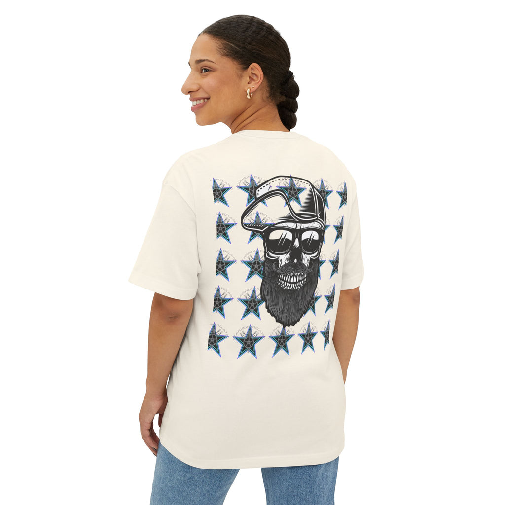Edgy Graphic Tee, Unisex Oversized T-Shirt, Skull and Stars Design, Casual Streetwear, Perfect for Concerts, Gift for Him or Her
