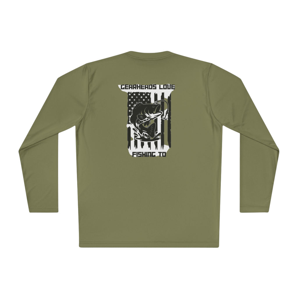 Fishing Lover Unisex Lightweight Long Sleeve Tee, Cool Fishing Shirt, Outdoor Apparel, Gift for Anglers, Patriotic Fishing Top