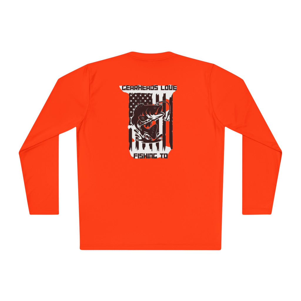 Fishing Lover Unisex Lightweight Long Sleeve Tee, Cool Fishing Shirt, Outdoor Apparel, Gift for Anglers, Patriotic Fishing Top