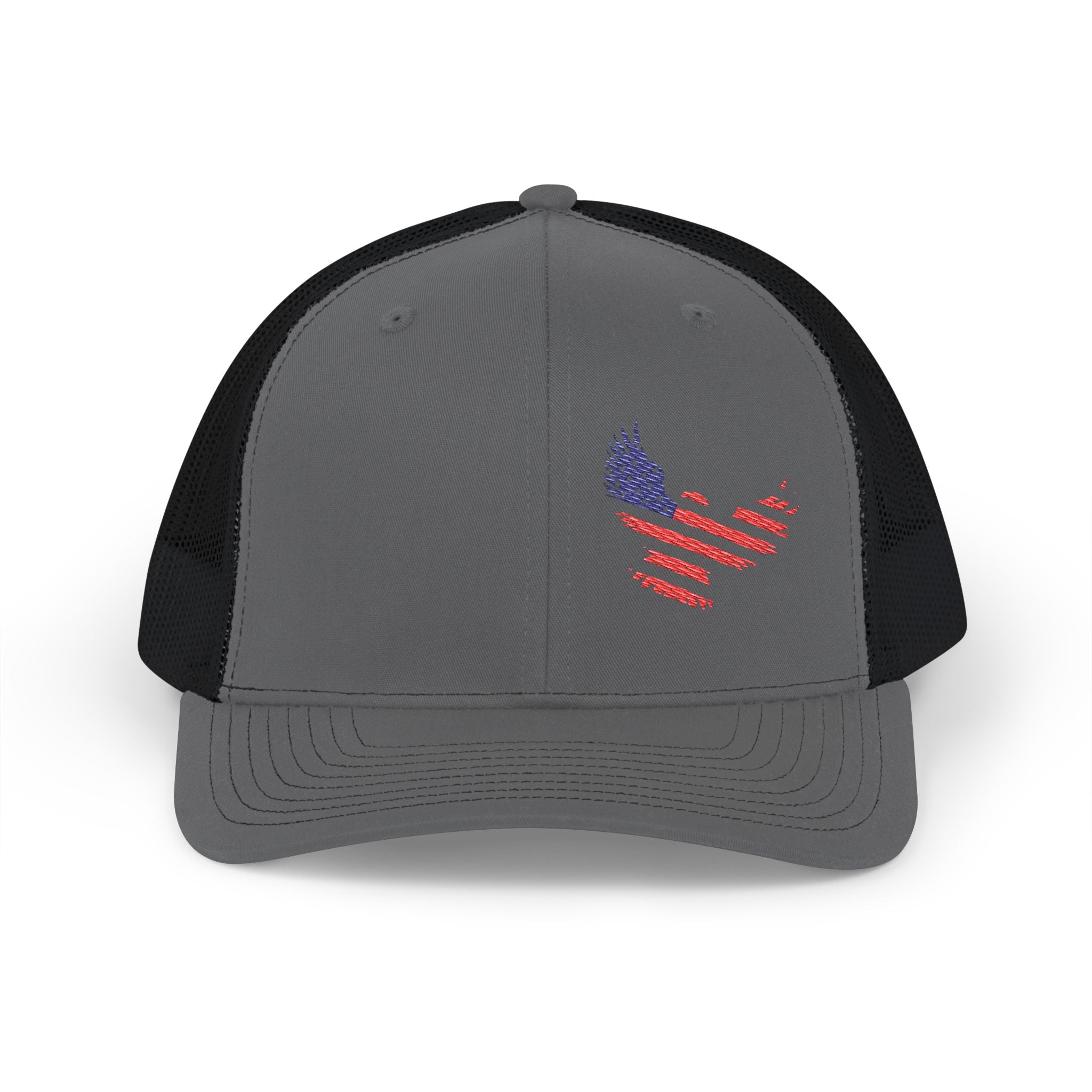 Patriotic Snapback Trucker Cap, Embroidered Red, White & Blue Hat, Outdoor Style, Summer Accessory, Gift for Veterans