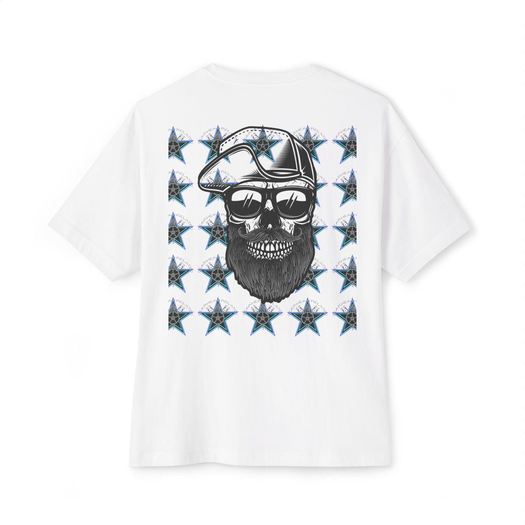 Edgy Graphic Tee, Unisex Oversized T-Shirt, Skull and Stars Design, Casual Streetwear, Perfect for Concerts, Gift for Him or Her