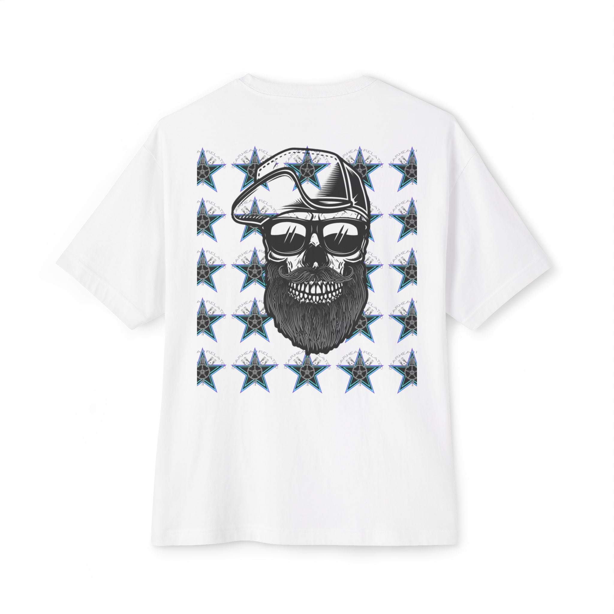Edgy Graphic Tee, Unisex Oversized T-Shirt, Skull and Stars Design, Casual Streetwear, Perfect for Concerts, Gift for Him or Her
